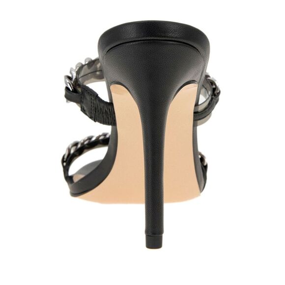 NWT BCBGENERATION Womens Black Chain Jesta Stiletto Slip On Heeled Sandal 6.5 - Picture 2 of 5